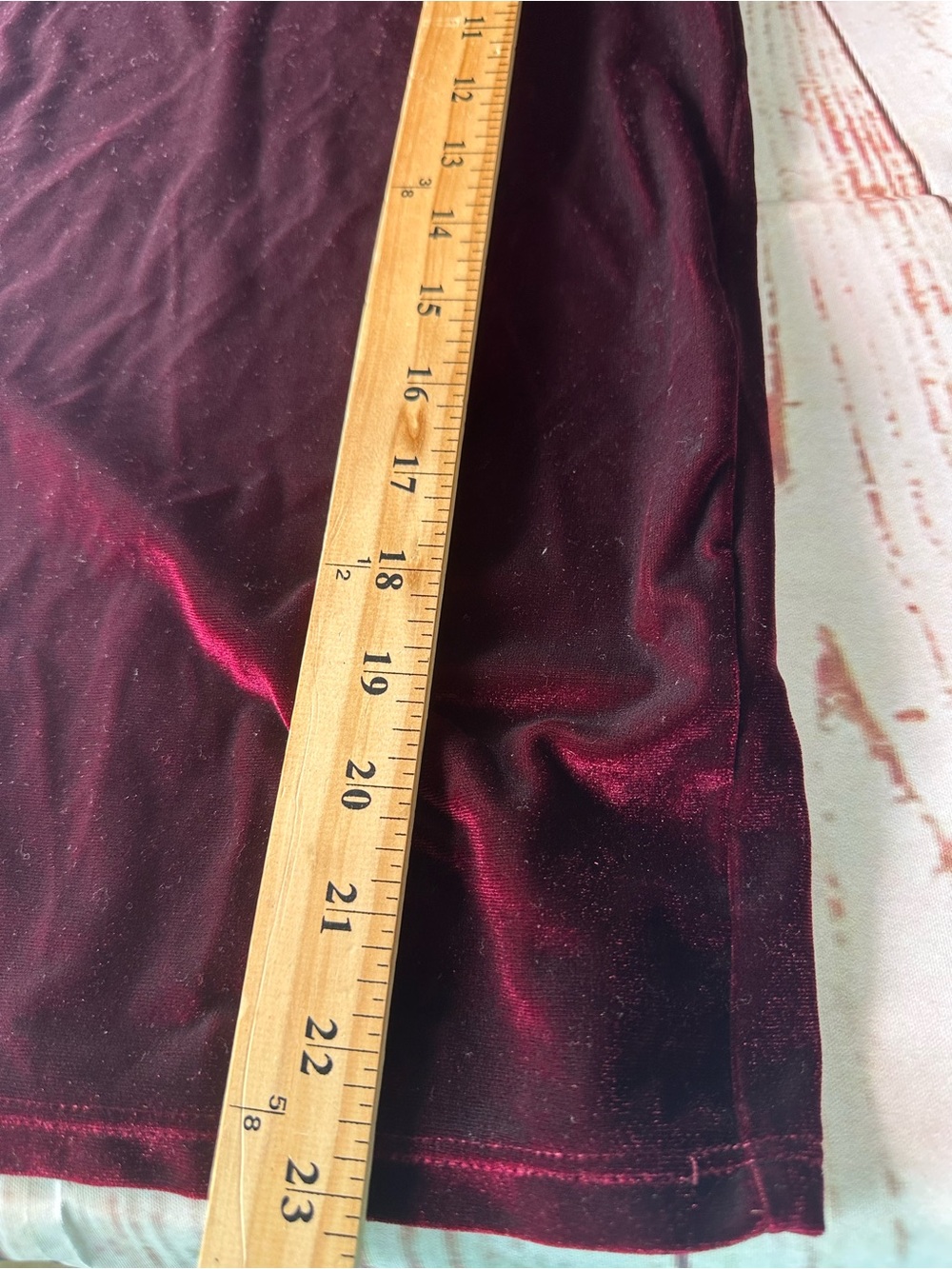 Abercrombie & Fitch Women's Velvet Short Sleeve Tee - Wine - Picture 6 of 6